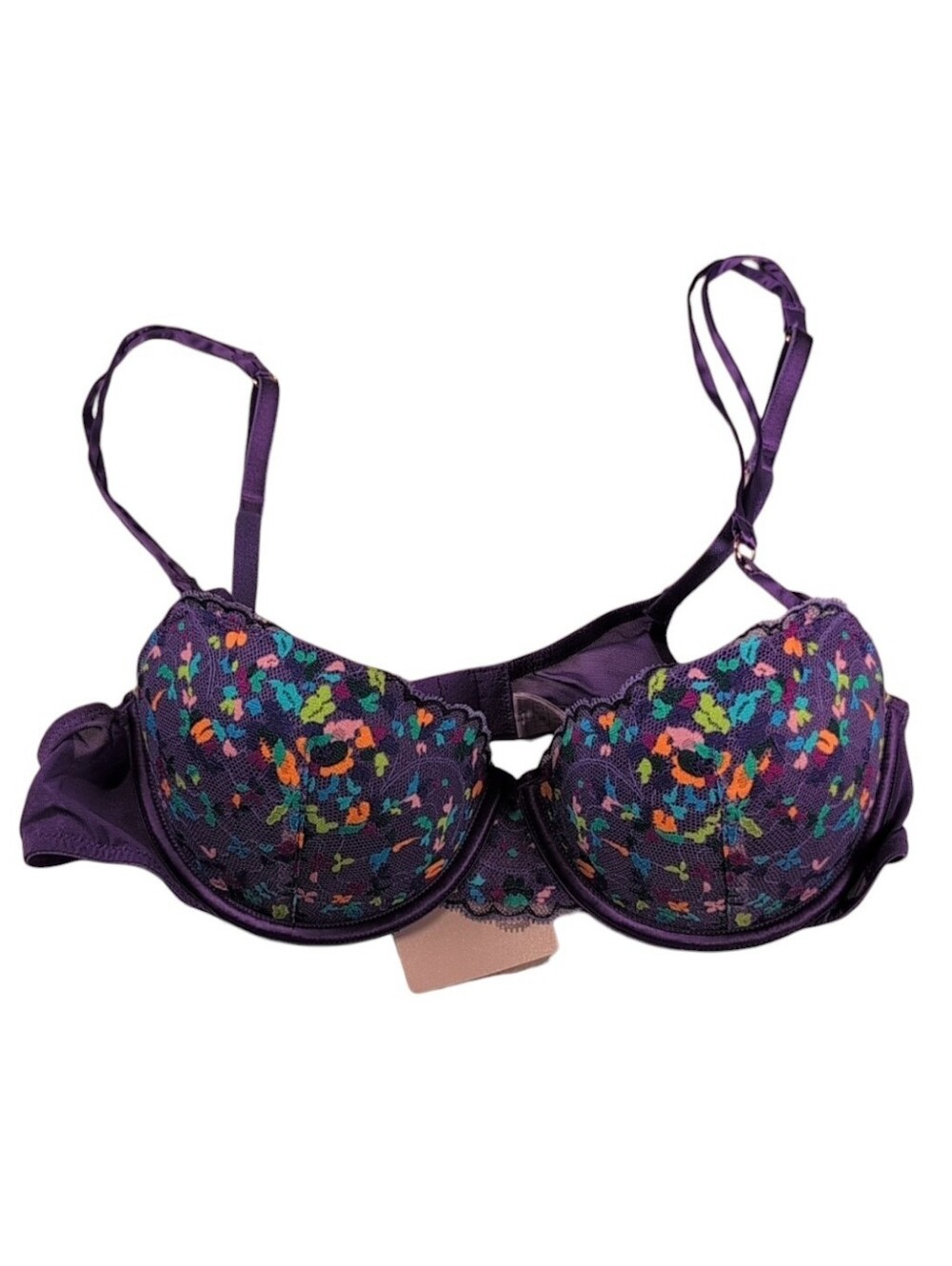 Savage X Fenty Steamy Floral Padded Balconette Lace Bra Purple Size 36B